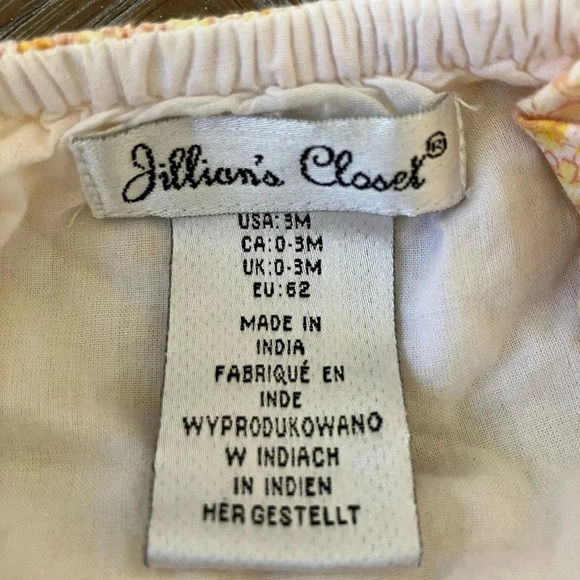 Jillian’s Closet Yellow Floral Print Ruffled Eyelet Lace Bottom Romper (3 Month) - Picture 5 of 5